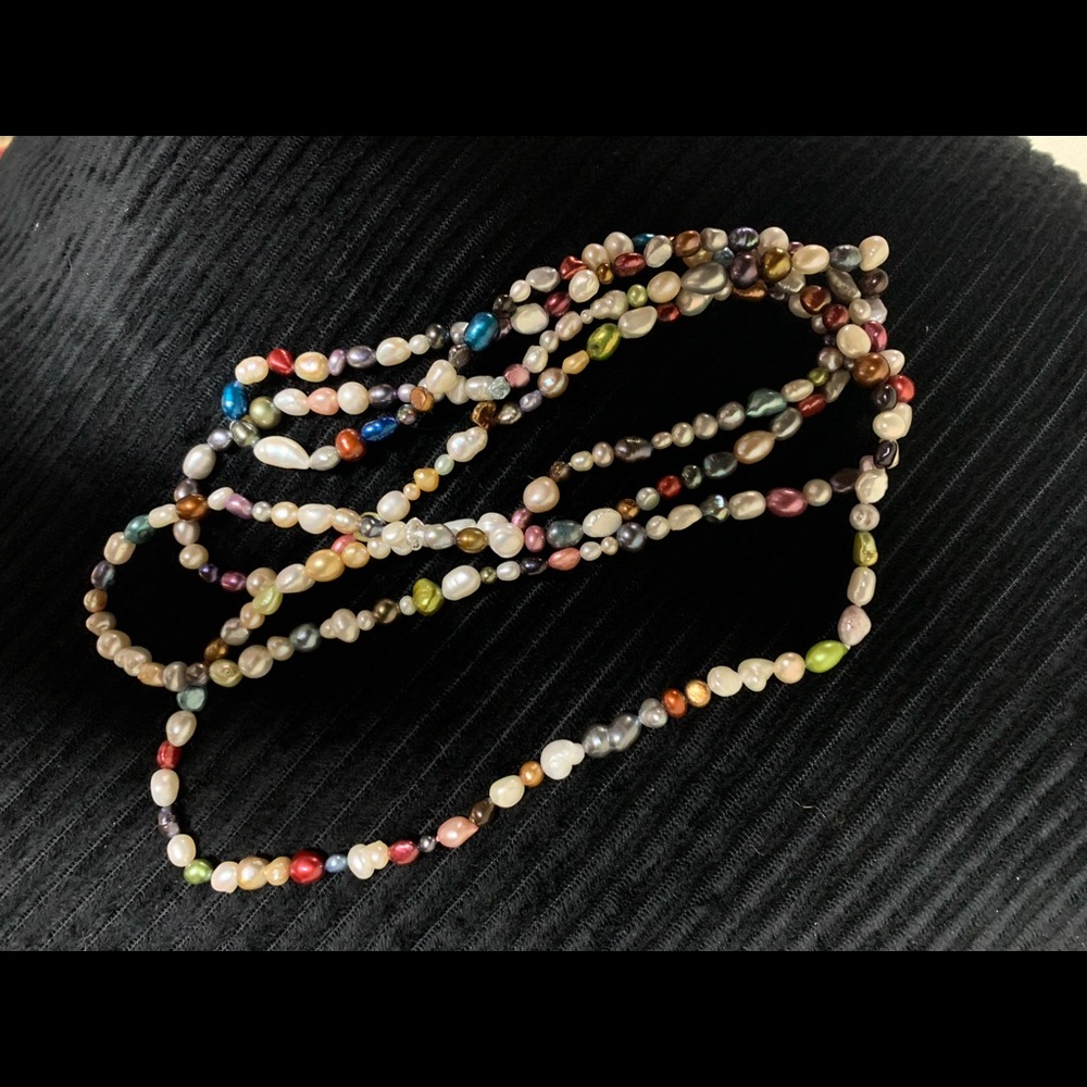 35.5 inches multicolored genuine pearls